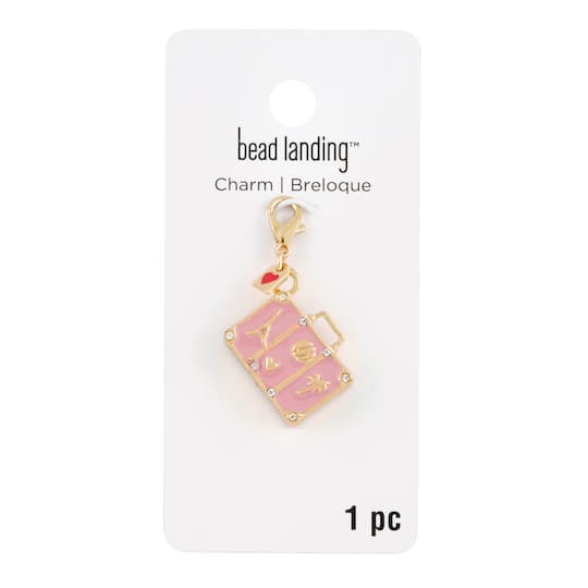 Pink Suitcase Charm by Bead Landing™